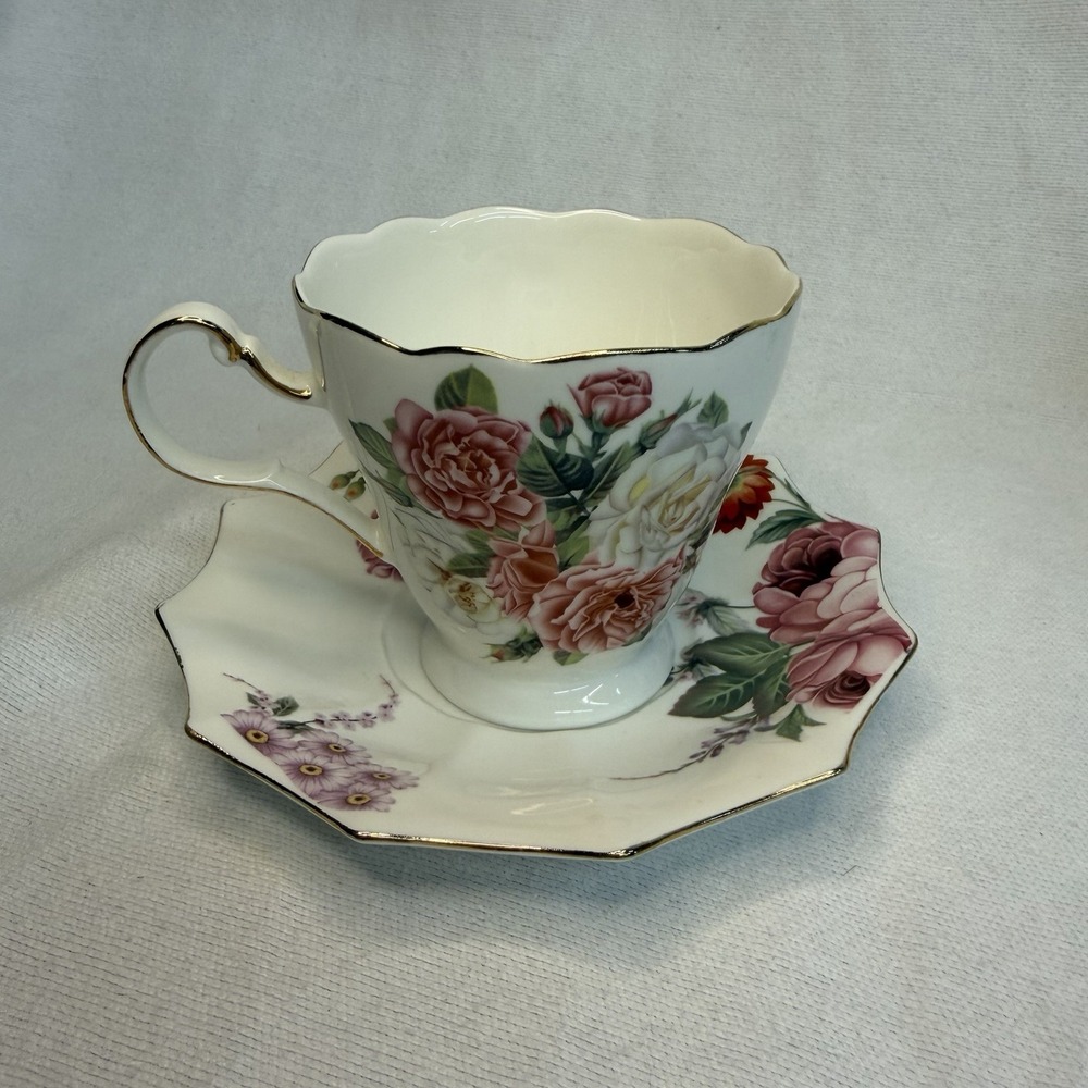 Vintage Floral Teacup & Saucer Set